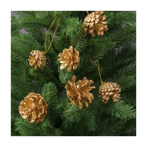 Toboz dísz 6 cm akasztható - Arany S/6