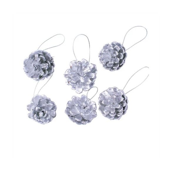 Toboz dísz 6 cm akasztható - Ezüst S/6