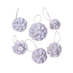 Toboz dísz 6 cm akasztható - Fehér S/6