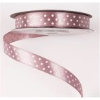 Szatén szalag 12mm/20m fehér pöttyös - Mályva