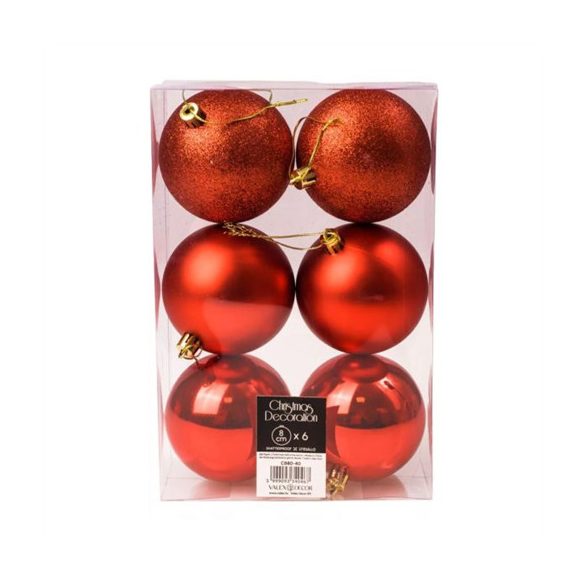 Műanyag gömb 8cm - Piros S/6