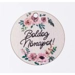   Fa tábla "Boldog nőnapot" felirattal kerek 5cm /darab