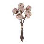 Rózsa selyemvirág csokor 6szálas 31 cm- Bézs