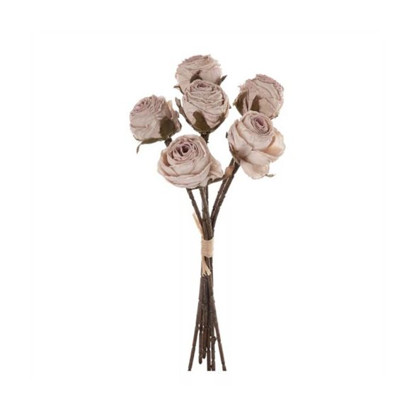 Rózsa selyemvirág csokor 6szálas 31 cm- Bézs