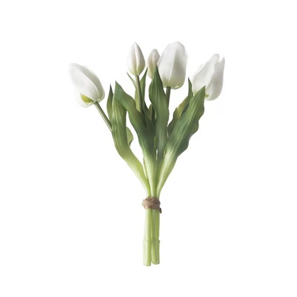 Tulipán csokor "Real Touch" 5 szálas 35 cm - Fehér