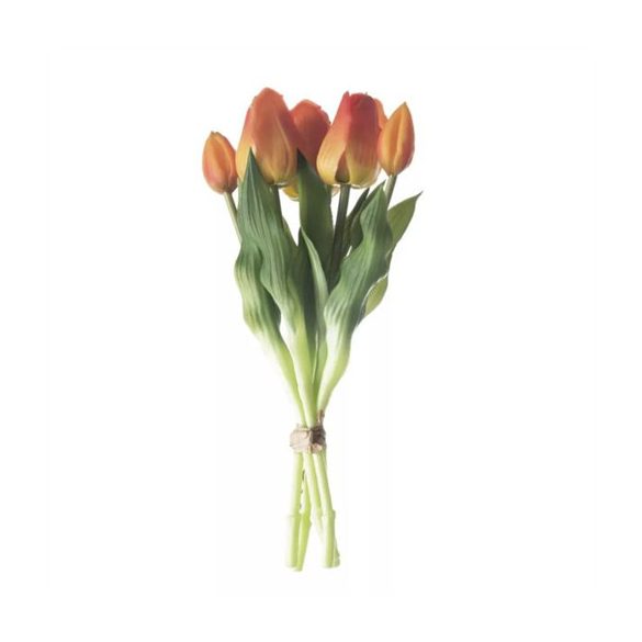 Tulipán csokor "Real Touch" 5 szálas 35 cm - Narancssárga