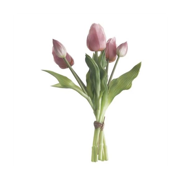 Tulipán csokor "Real Touch" 5 szálas 35 cm - Rózsaszín