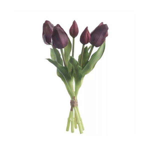 Tulipán csokor "Real Touch" 5 szálas 35 cm - Bordó