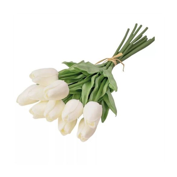Tulipán szálas "Real Touch" 32 cm - Fehér