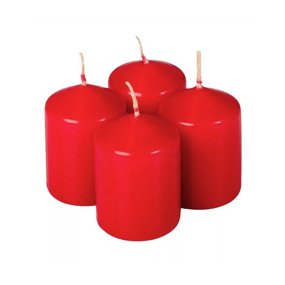 Adventi gyertya henger 4db-os 40x55 mm - Lakk piros