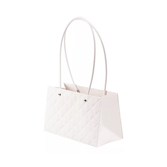 Virágtáska rombusz mintás 22x10,5x13,5cm - Fehér (10db/csom.)