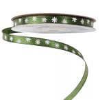 Szatén szalag 6mm x 20m Hópelyhes - Sötétzöld)