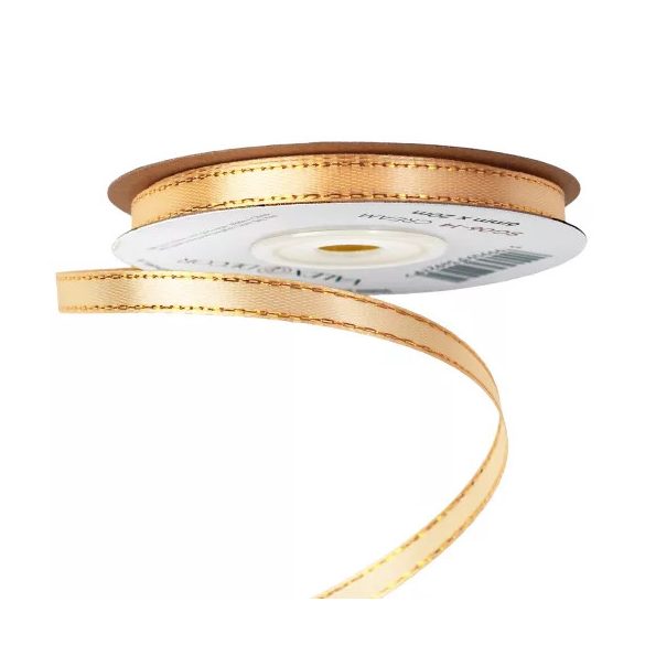 Szatén szalag arany szegéllyel 6mm20m - Krém