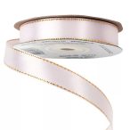 Szatén szalag arany szegéllyel 16mm/20m - Fehér
