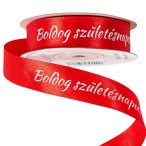   Szatén szalag "Boldog Születésnapot!" feliratos 20mm/20m - Piros