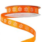   Szatén szalag "Virágmintás" 12mm/20m - Sötét narancs