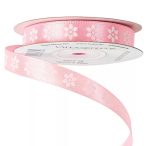   Szatén szalag "Virágmintás" 12mm/20m - Rózsaszín