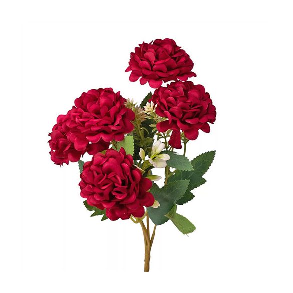 Selyemvirág csokor 5 ágú 29cm magas - Bordó