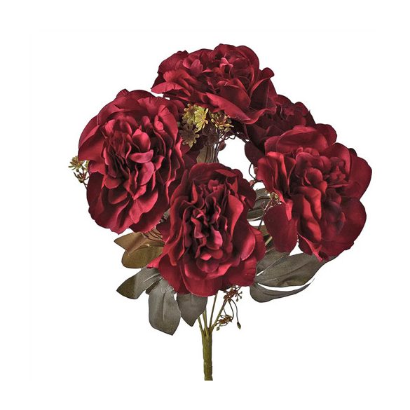 Peónia csokor 7ágú 38cm - Bordó