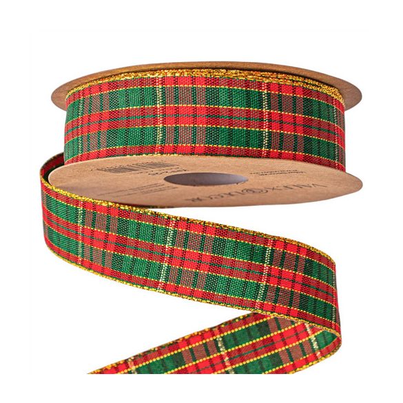 Skótkockás szalag 25mm x 10m arany szegéllyel