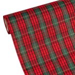   Karácsonyi skótkockás dekorációs anyag, asztali futó, 28cm/2.7m - Piros/Zöld