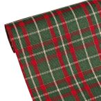   Karácsonyi skótkockás dekorációs anyag, asztali futó, 28cm/2.7m - Zöld/piros