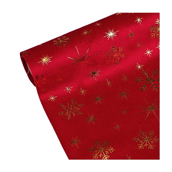 Karácsonyi bársony dekorációs anyag, asztali futó, 28cm/2,7m - Piros
