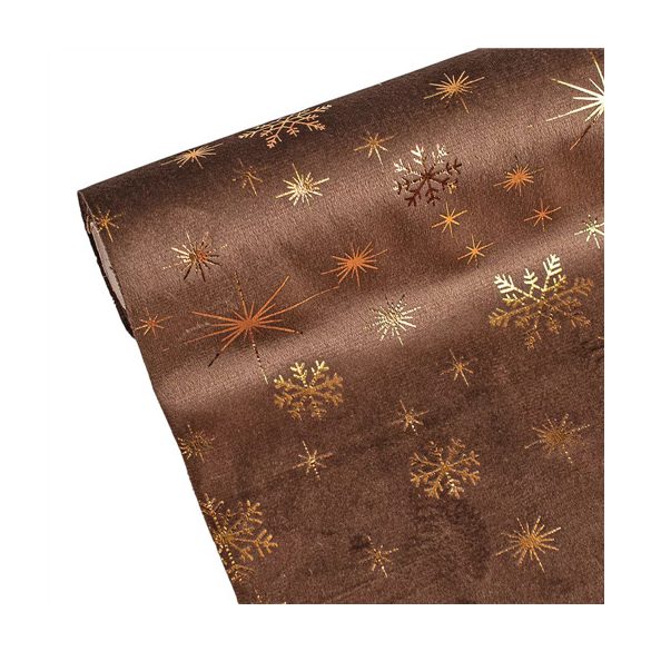 Karácsonyi bársony dekorációs anyag, asztali futó, 28cm/2,7m - Barna