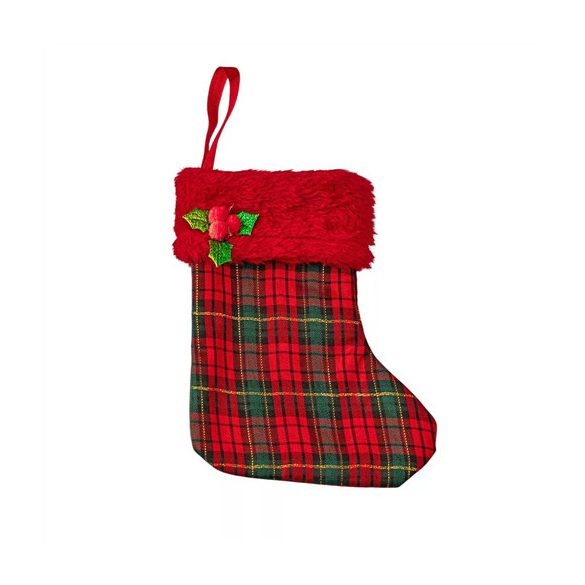 Skótkockás karácsonyi zokni 8x14cm