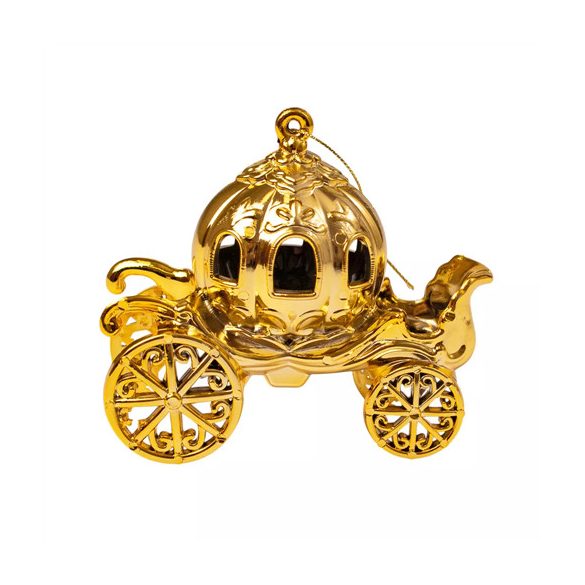 Hintó akril karácsonyfadísz, 11x9cm - Arany