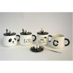 Teásbögre 420 ml tetővel,fém kanál 4 féle