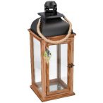 Fa/Fém Lámpás 21x21x56 cm - Natúr/fekete