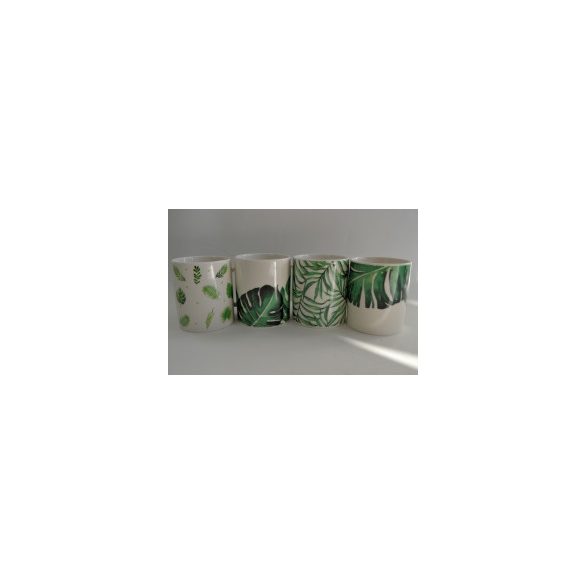 BÖGRE KERÁMIA EGYENESFALÚ TRÓPUS LEVELEK 340ML, M:9,5CM,ÁTM.:8CM,TÖBBFÉLE