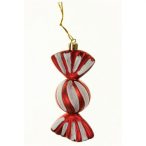   Karácsonyfa dísz szaloncukor műanyag 11cm akasztós - Piros