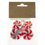 Cukorka akasztós műanyag12,3-3,5cm - Piros/fehér S/6