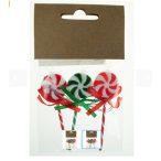   Nyalóka akasztós műanyag 7cm - Piros/fehér Zöld/fehér S/3