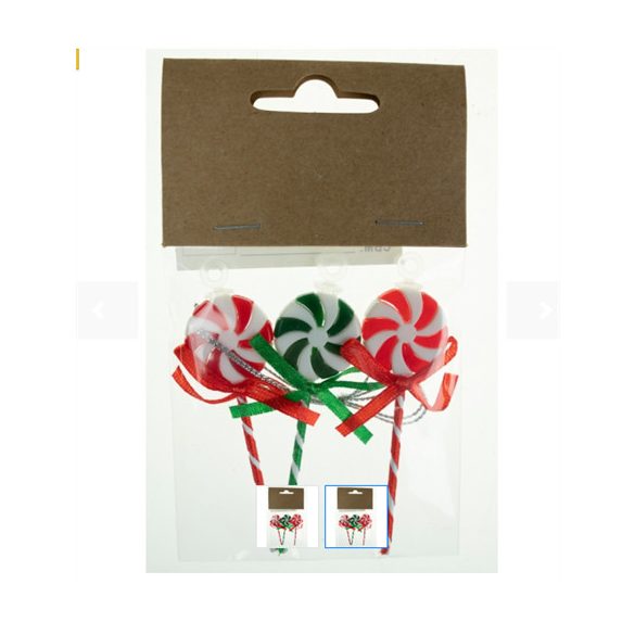 Nyalóka akasztós műanyag 7cm - Piros/fehér Zöld/fehér S/3