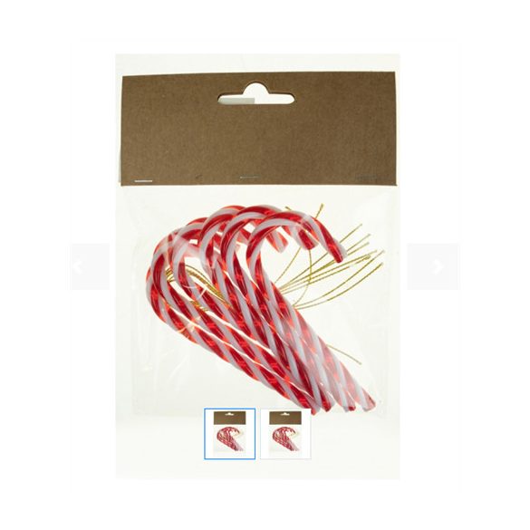 Nyalóka cukorbot 10cm akasztós - Piros-fehér S/6