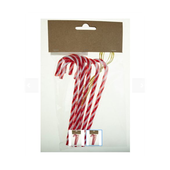 Nyalóka cukorbot 15cm akasztós - Piros-fehér S/6