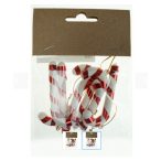 Nyalóka cukorbot 7cm akasztós - Piros-fehér S/6