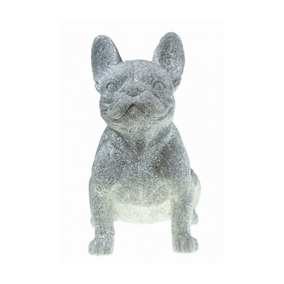 Francia bulldog poly 30x31cm - Ezüst