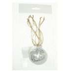 Gömb fa 7cm fenyők + szarvas akasztós - Fehér S/6