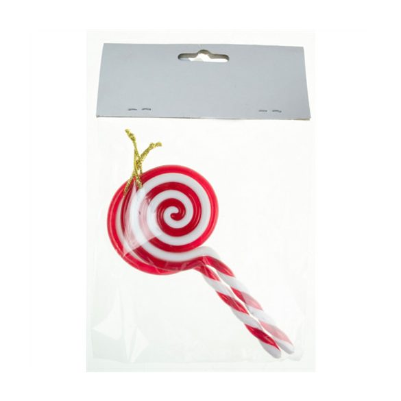 Nyalóka akasztós 13cm - Piros/fehér S/2