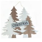   Fa fenyők 46x43,5cm "Christmas" akasztós - Fehér-barna