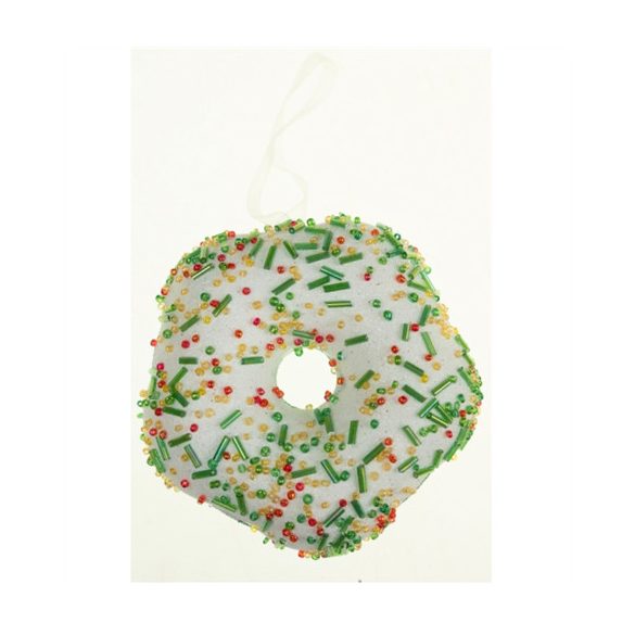 Karácsonyfa dísz fánk foam 10cm akasztós - Zöld