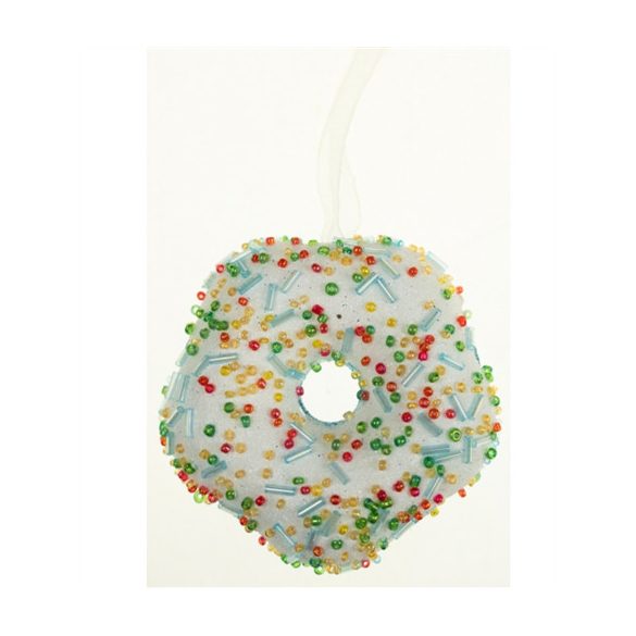 Karácsonyfa dísz fánk foam 10cm akasztós - Kék