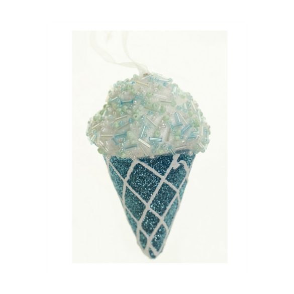 Karácsonyfa dísz fagyi foam 11cm akasztós - Kék