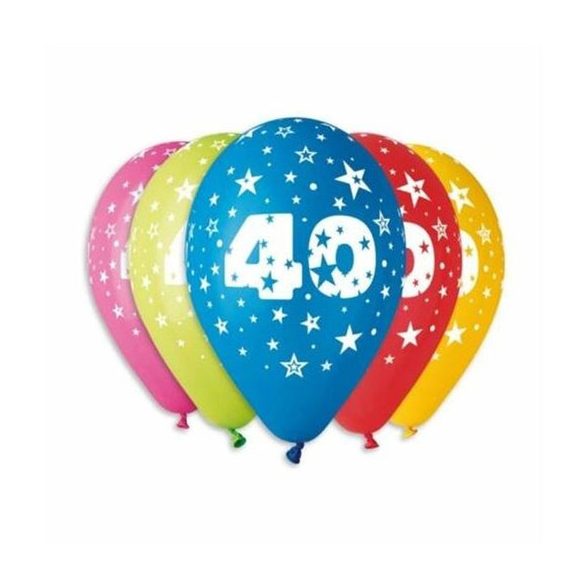 Gumi léggömb 30 cm-es 40-es számos printelt - 5 db / csomag