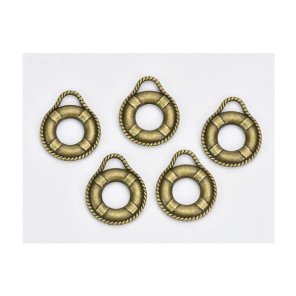 Fém medál mentőöv 1,7x2,1 cm - 5db/csomag
