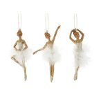   Lány balettruhában, tollal, akasztós 5x1,5x13cm - Fehér 3 féle
